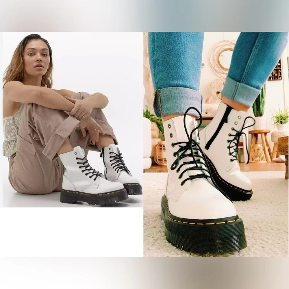 NWOT Dr. MARTENS WHITE JADON BOOT SMOOTH LEATHER PLATFORM GENDER NEUTRAL M6 W7
